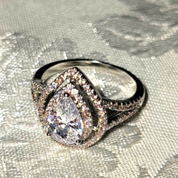 Savvy Cie Jewels Rhodium-Plated Teardrop Ring, Size 7 - Picture 6 of 14